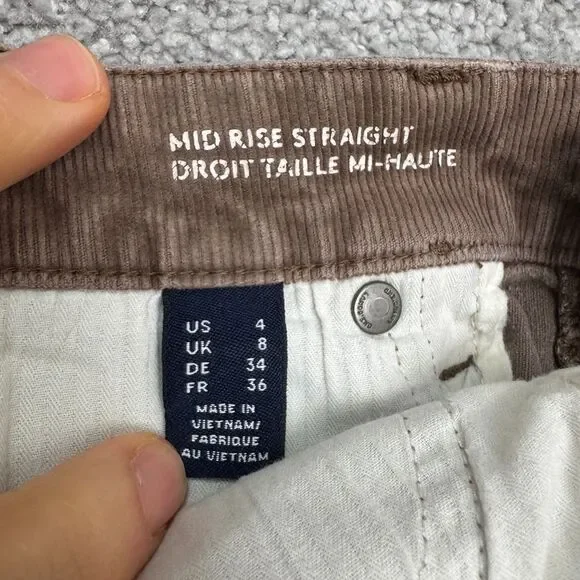 Lands' End Mid Rise Straight Leg Corduroy Pants Womens 4 Brown Cotton Stretch - Picture 7 of 16